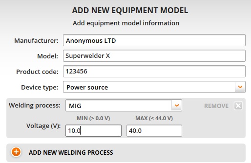 add equipment model